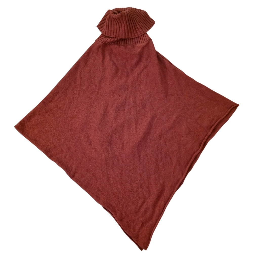 Italian Made Cowl Neck Knit Star Poncho-OSFM - Picture 9 of 11